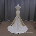 Champane Mermaid Wedding Dress Boat Neckline